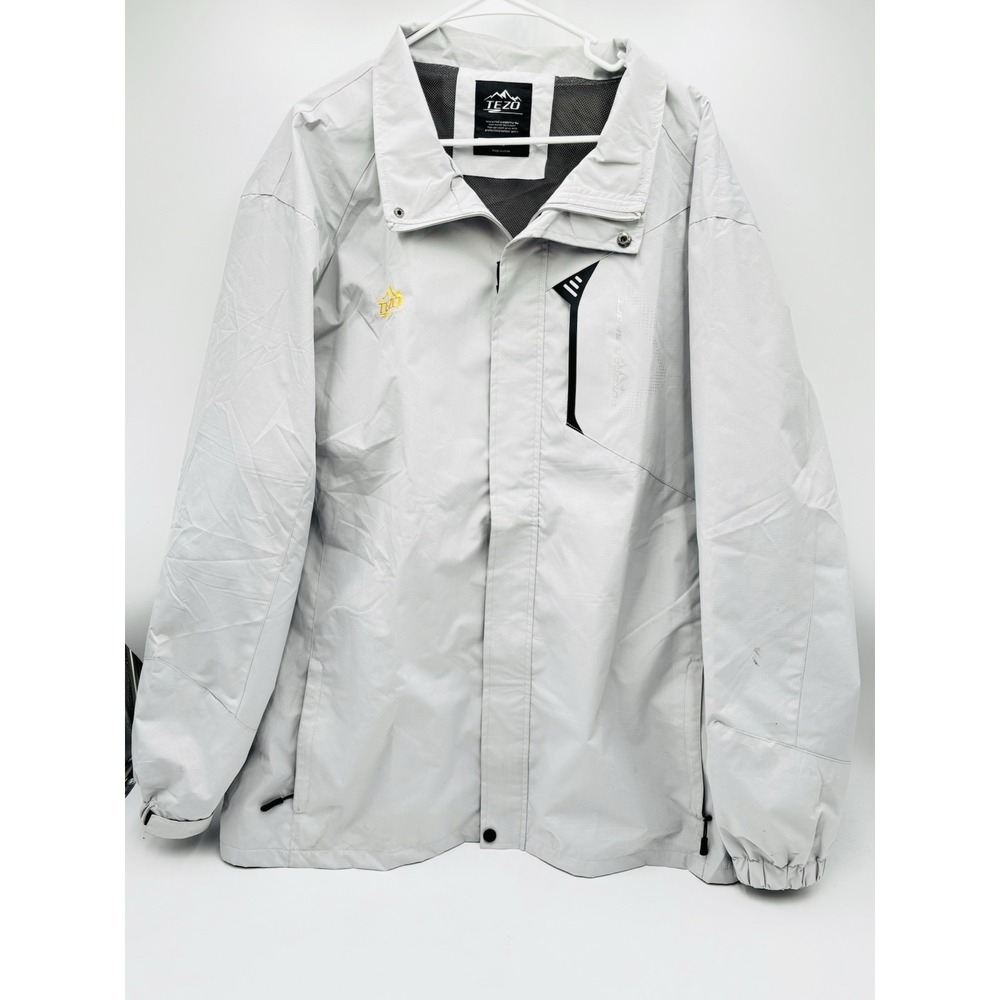 TEZO Outdoor Jacket XXL Gray Lightweight Windbreaker Full Zip Hooded Hiking‎
